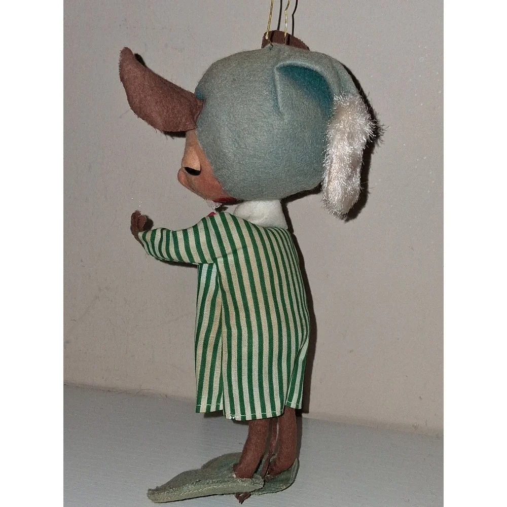 Vintage Made in Japan Felt Mouse Christmas Ornament Figure 8